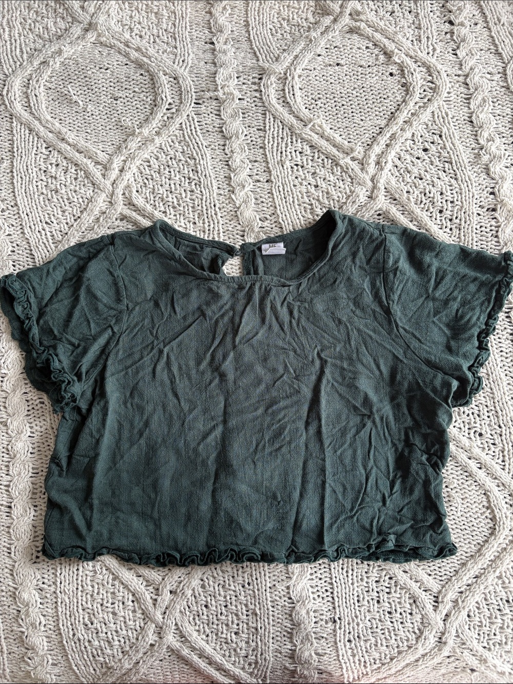 Me to We Dark Forest Green Ruffle Crop Top